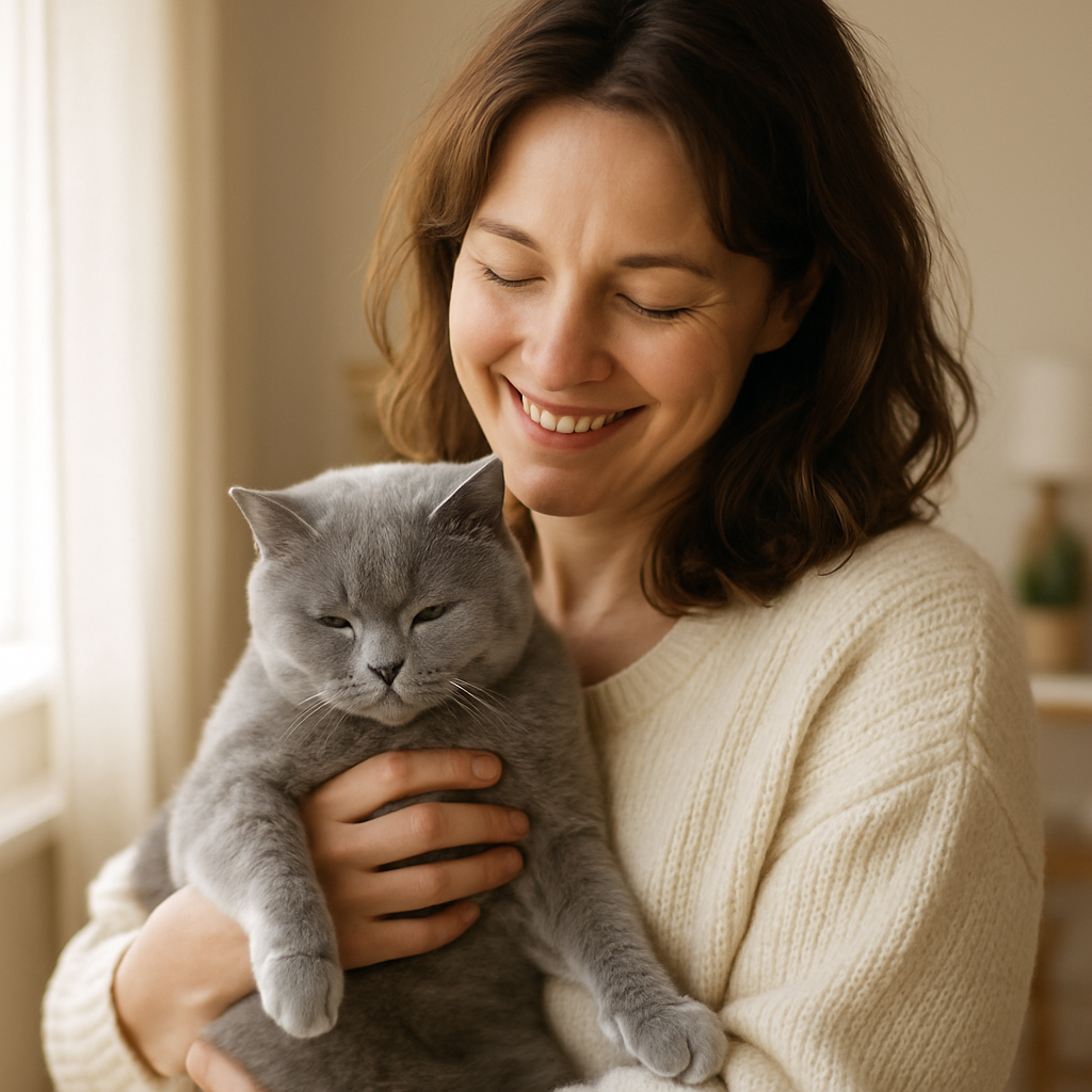 Breeder with her cat